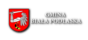 Herb Gminy Biała Podlaska wraz z napisem Gmina Biała Podlaska